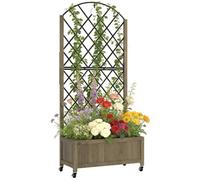 Outsunny Jardinière avec Treillis en Acier 72 x 36 x 168 cm Carbonisée