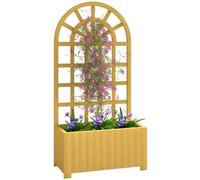 Outsunny Jardinière avec Treillis en Bois, Grande jardinière d'extérieur pour Plantes grimpantes, avec Trous de Drainage, Pot surélevé pour Jardin, Patio, terrasse, 60 x 30 x 120 cm, Naturel