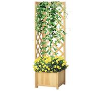 Outsunny Jardinière avec treillis en bois Jardinière d'extérieur pour coin Jardinière surélevée pour plantes grimpantes dans le patio ou sur la terrasse 40 x 40 x 145 cm Naturel