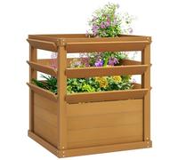 Outsunny Jardinière avec Treillis Fond Ouvert 65 x 65 x 73 cm Marron Clair