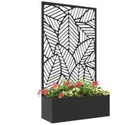 Outsunny Jardinière avec treillis - bac à fleurs métal époxy, fixation murale 61x23x113 cm - Noir