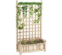 Outsunny Jardinière avec treillis Jardinière avec treillis Arc de roses avec support pour plantes grimpantes Jardin Bois naturel 64 x 28 x 120 cm