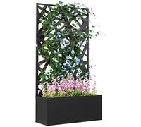 Outsunny Jardinière treillis – Design graphique rectiligne – Métal thermolaqué Noir 61x23x113 cm