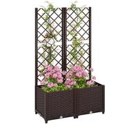 Outsunny Jardinière avec Treillis, Lit Surélevé, 80x40x135 cm, Marron