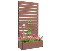 Outsunny Jardinière avec Treillis, lit surélevé de Jardin, jardinière extérieure pour Plantes grimpantes, bac à Fleurs rectangulaire Pot de Plantes pour Balcon terrasse, 90,5x38x180 cm, Marron