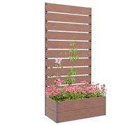 Outsunny Jardinière avec Treillis, lit surélevé de Jardin, jardinière extérieure pour Plantes grimpantes, bac à Fleurs rectangulaire Pot de Plantes pour Balcon terrasse, 72x38x150 cm, Marron Clair