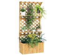 Outsunny Jardinière avec Treillis, Lit Surélevé sur Pied Bois Naturel