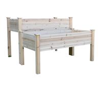 Outsunny Potager surélevé 2 pièces jardinière sur pieds plantation fleur légume plante bois de sapin 115L x 114l x 76H cm bois naturel
