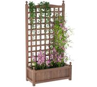 Outsunny Jardinière avec Treillis - bac à Fleurs - jardinière sur Pied - dim. 64L x 28l x 120H cm Inserts d'irrigation Inclus Bois Sapin traité