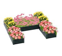 Lot De 5 Carrés Potager De Jardin - Forme Personnalisable - Tôle D'acier Ondulée Vert