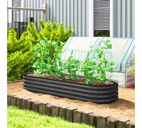 Outsunny Jardinière carré potager de jardin en acier galvanisé modulable pour légumes plantes fleurs, 195 x 62 x 30 cm gris foncé