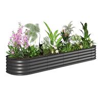 Outsunny Jardinière carré Potager de Jardin en Acier galvanisé modulable pour légumes, Plantes, Fleurs, dim. 240 x 62 x 30 cm, Gris foncé