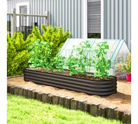 Outsunny Jardinière carré potager de jardin en acier modulable pour légumes plantes fleurs, 240 x 62 x 30 cm gris foncé