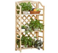Outsunny Jardinière d'extérieur, Jardinière de Balcon Pliante avec 4 étagères réglables, Mobilier de Maison et de Jardin en Bois, 67x33x123cm