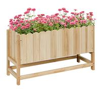 Outsunny Jardinière d'extérieur, verticale et peu encombrante, en bois de sapin avec trou de drainage et revêtement intérieur, 86 x 30 x 50 cm, couleur bois