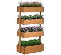 Outsunny Jardinière en Bois à 4 Niveaux, jardinière extérieure surélevée avec Trous de Drainage et Tissu Non tissé, Pot de Fleurs pour Cultures, Plantes, Fleurs, pour terrasse, Jardin, 80 x 45 x 142