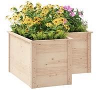Outsunny Jardinière en Forme de L, lit surélevé de Jardin, jardinière extérieure à Fond Ouvert, bac à Fleurs en Bois pour terrasse Patio, 120 x 120 x 62 cm, Bois Naturel