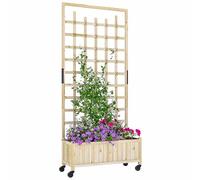 Outsunny Jardinière en treillis en bois avec roues, parterres surélevés pour cultiver des légumes, des herbes et des fleurs, brise-vue pour jardin et terrasse