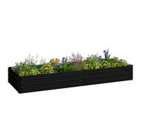 Outsunny Jardinière extérieur Carré Potager de Jardin dim. 241L x 90,5l x 30H cm tôle d'acier ondulée Noir