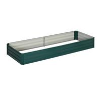 Outsunny Jardinière extérieure carrée potager de jardin 241 x 90 x 30 cm tôle d'acier Vert foncé