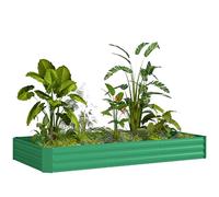 Outsunny Jardinière extérieure, carré Potager de Jardin rectangulaire, avec Bordure de sécurité et Fond Ouvert, pour Fleurs, Herbes, 240 x 120 x 30 cm, Vert