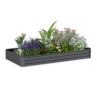 Outsunny Jardinière extérieure, carré Potager de Jardin rectangulaire, avec Bordure de sécurité et Fond Ouvert, pour Fleurs, Herbes, 240 x 120 x 30 cm, Gris foncé