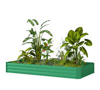 Outsunny Jardinière extérieure carré potager galvanisée avec bordure de sécurité et fond ouvert 240 x 120 x 30 cm vert