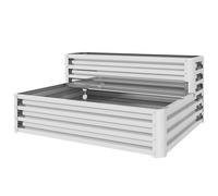 Outsunny Jardinière Extérieure en Acier Galvanisé avec Design en Escalier et Fond Ouvert pour Cultures Plantes 120x101x58 cm Argent