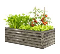 Outsunny Jardinière Extérieure Grande Rectangulaire en Acier Galvanisé pour Terrasse avec Fond Ouvert 180x90x57,5 cm Naturel