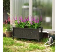 Outsunny Jardinière extérieure jardinière surélevée galvanisée avec bordure de sécurité rectangulaire 80 x 40 x 38 cm noir