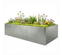 Outsunny Jardinière extérieure, jardinière surélevée galvanisée bordure de sécurité et fond ouvert 240 x 120 x 60 cm gris argenté