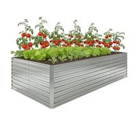 Outsunny Jardinière extérieure, jardinière surélevée galvanisée, carré Potager de Jardin rectangulaire avec Bordure de sécurité et Fond Ouvert, pour Fleurs et légumes, 240 x 120 x 60 cm, Gris argenté