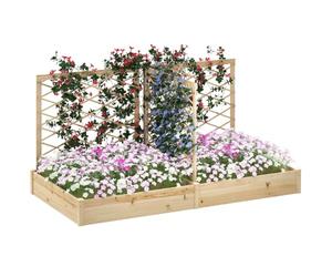 Outsunny Jardinière Extérieure Treillis 222x114x109cm Effet Bois Naturel