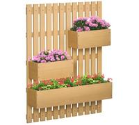 Outsunny - Jardinière murale - Bois de sapin - 60x16x80cm - Bois naturel