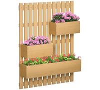 Outsunny Jardinière murale Potager - 3 bacs bois massif amovibles, tissu non tissé, 60×16×80 cm