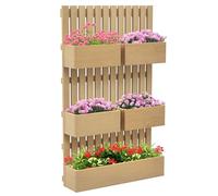Outsunny Jardinière Murale Potager avec 5 Bacs 60 x 16 x 100 cm Naturel