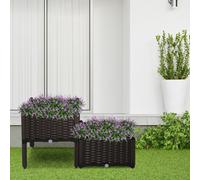 Outsunny Jardinière Potager Carré 2 Pièces Pots de Fleurs Combinaison DIY pour Légumes Herbes Fleurs et Plantes PP Marron | Aosom France