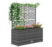 Jardinière Avec Treillis Dim. 84l X 30l X 107h Cm 3 Bacs Inserts D'irrigation Inclus Pe Imitation Rotin Tressé Gris