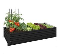 Outsunny Jardinière Rectangulaire Bac à Fleurs 150x70x30cm Gris Foncé