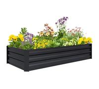 Outsunny Jardinière rectangulaire Potager 150×70×30 acier ondulé fond ouvert bordure sécurité Noir