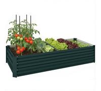 Outsunny Jardinière Rectangulaire Bac à Fleurs 150x70x30cm Vert | Potager de Jardin, en Acier, Bordure de Sécurité, Fond Ouvert, Extérieur