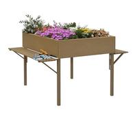 Outsunny Jardinière rectangulaire sur Pieds 12 Compartiments avec tablettes latérales Pliables et Film Tissu Non-tissé, Potager surélevé 122L x 91,5l x 89H cm