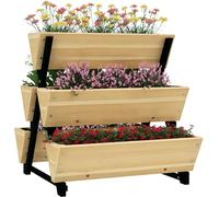 Outsunny Jardinière sur Pieds carré Potager 3 Niveaux 5 bacs - dim. 75L x 78lx 77H cm Inserts d'irrigation Feutre de Drainage Bois Sapin