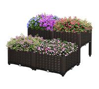 Outsunny Jardinière sur pieds carré potager 2 étages insert irrigation imitation rotin chocolat