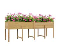 Outsunny Jardinière sur Pieds, carré Potager de Jardin sur Pieds avec Inserts d'irrigation et Feutre de Drainage Potager surélevé en Bois pour Fleurs, Herbes, légumes, 225 x 55 x 80 cm, Bois Naturel