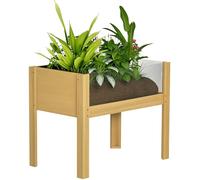 Outsunny Jardinière sur pieds, carré potager de jardin sur pieds avec panneaux en acrylique et trous de drainage, potager surélevé en bois pour fleurs, herbes, légumes, 75 x 46 x 60,5 cm, bois naturel