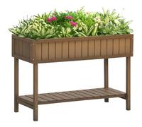 Outsunny Jardinière sur Pieds Carré Potager Étagère 110x46x76cm Marron | 8 Compartiments, Inserts d'Irrigation, Bois de Sapin