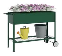 Outsunny Jardinière sur Pieds Potager dim. 109L x 44l x 80H cm étagère 2 Roues + Insert d'irrigation métal Vert