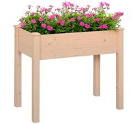 Outsunny Jardinière sur Pieds Potager 86x46x76 cm Effet Bois Naturel | Inserts d'irrigation, Feutre de Drainage Inclus, Bois Massif Sapin