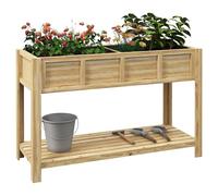 Outsunny Jardinière sur Pieds - Potager avec séparateur Amovible, étagère, Inserts d'irrigation, Feutre de Drainage Inclus - Dim. 115L x 46l x 75H cm - Bois Massif Sapin
